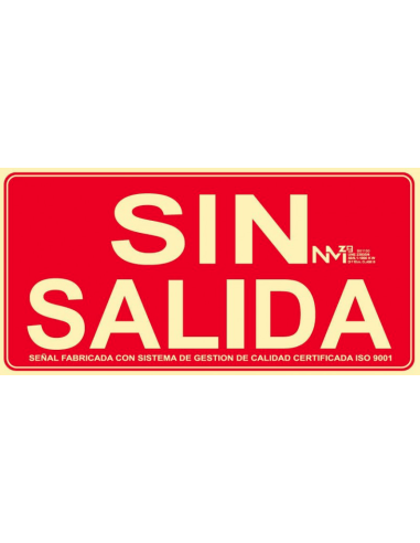 SEÑAL SIN SALIDA PVC CLASE A 320X160MM