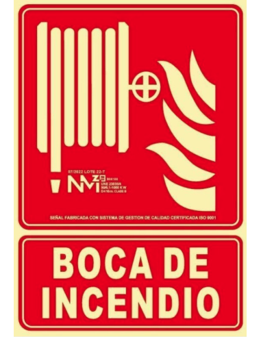 SEÑAL BIE BOCA INCENDIOS PVC CLASE B 210X300MM