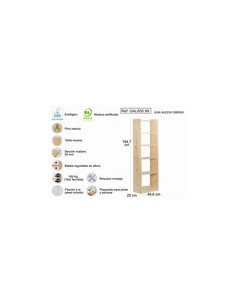 ESTANTERIA LIBRERIA GALA 6 BALDAS PINO MACIZO 49,6 CM 2