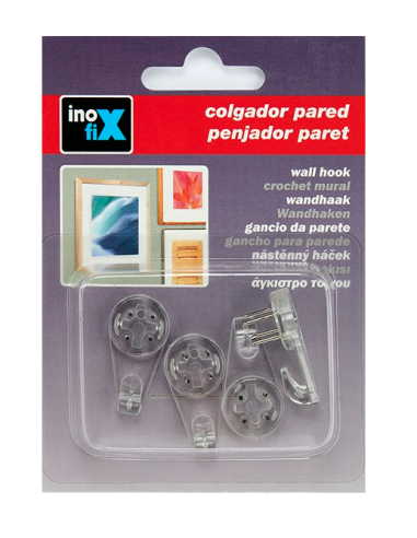 CUELGAFACIL PARED 4 CLAVOS TRANSPARENTE BL4 INOFIX