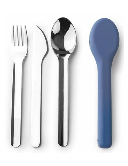 CUBIERTOS CAMPING INOX SET-3 C/FUNDA SILICONA