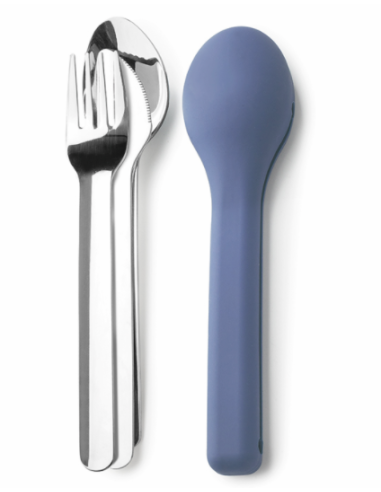 CUBIERTOS CAMPING INOX SET-3 C/FUNDA SILICONA