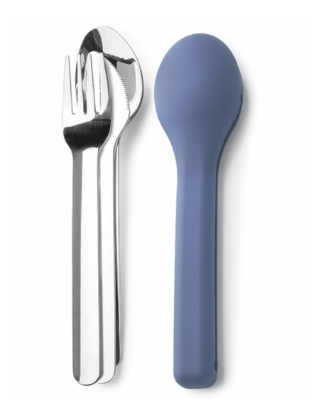 CUBIERTOS CAMPING INOX SET-3 C/FUNDA SILICONA
