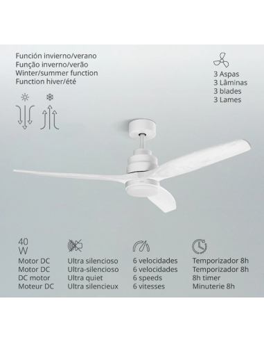 VENTILADOR TECHO NEPAL SILENCIOSO 3A BLANCO 40 W