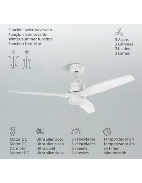 VENTILADOR TECHO NEPAL SILENCIOSO 3A BLANCO 40 W