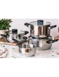 BATERIA COCINA INOX ELITE TAPA CRISTAL 4 PZAS
