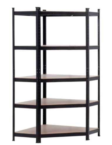 ESTANTERIA ESQUINERA NEGRA 5 BALDAS MODULABLES 80X40X180