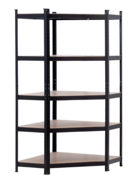 ESTANTERIA ESQUINERA NEGRA 5 BALDAS MODULABLES 80X40X180