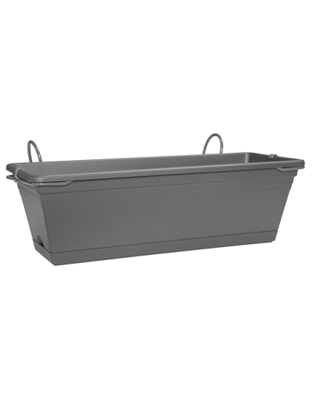 JARDINERA BALCON+BANDEJA ANTRACITA 40 CM