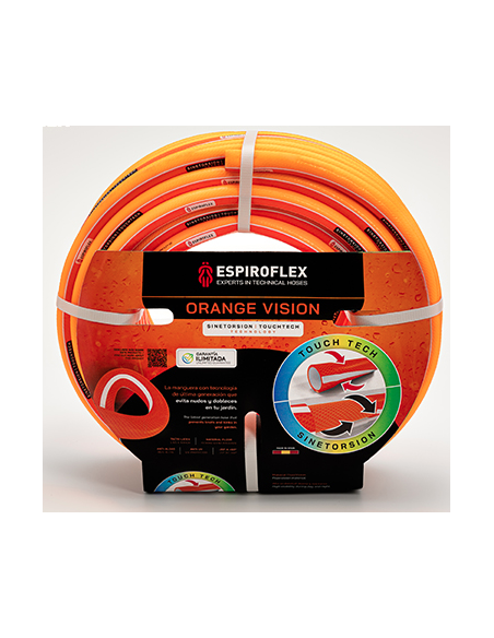 KIT MANGUERA VISION 5/8 ORANGE CON DIFUSOR 25 M