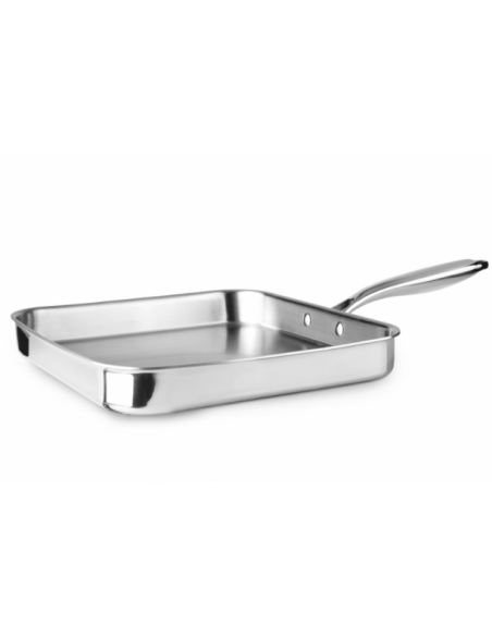 ASADOR PLANCHA INOX+ALUM+INOX TRIPLY NATURAL 38X25 CM
