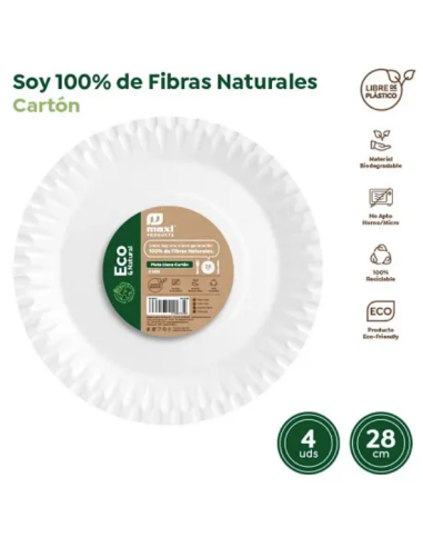 PLATO DESECHAB PIZZA CARTON BCO B/4 28 CM
