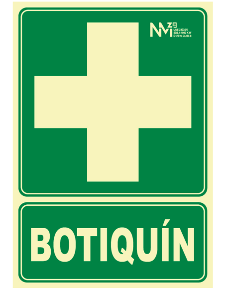 SEÑAL BOTIQUIN PVC CLASE B 320X160MM