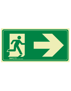 SEÑAL EVACUACIÓN FLECHA DERECHA PVC CLASE B 100X40X120