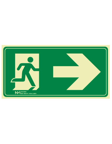 SEÑAL EVACUACIÓN FLECHA DERECHA PVC CLASE B 100X40X120