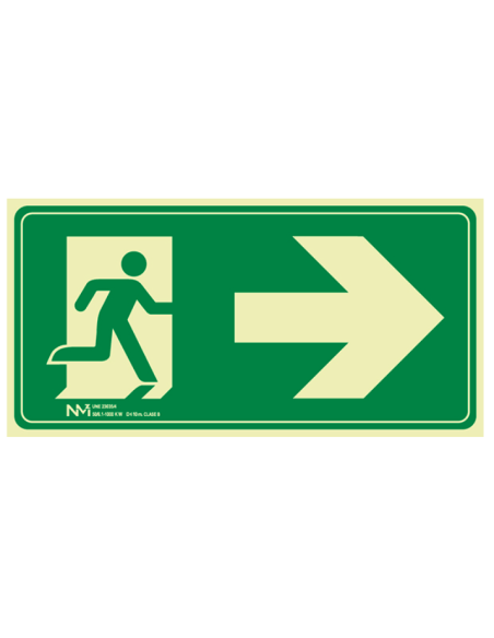 SEÑAL EVACUACIÓN FLECHA DERECHA PVC CLASE B 100X40X120
