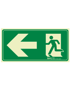 SEÑAL EVACUACIÓN FLECHA IZQUIERDA PVC CLASE B 100X40X120