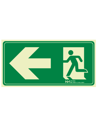 SEÑAL EVACUACIÓN FLECHA IZQUIERDA PVC CLASE B 100X40X120