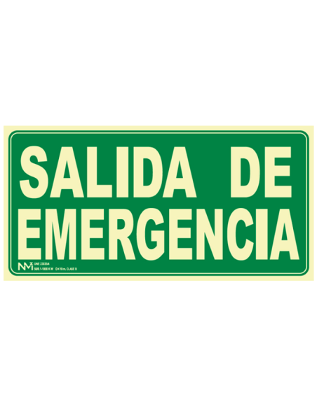 SEÑAL SALIDA DE EMERGENCIA PVC CLASE B 320X160MM