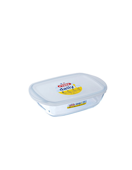 FUENTE RECTANG VIDRIO C/TAPA DAILY 2,5 L 28X20 CM