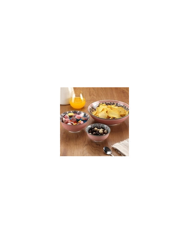 ENSALADERA PORCELANA ROSA SET-6 22,5 CM