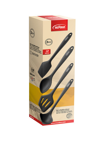 UTENSILIOS COCINA SILICONA NEGRA 4 PZAS