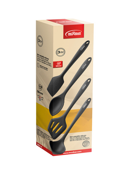 UTENSILIOS COCINA SILICONA NEGRA 4 PZAS