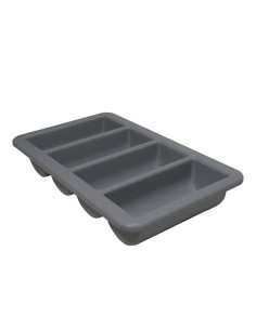 PORTACUBIERTOS PROFESIONAL PP 4 CAVIDADES GRIS 53X32,5X10