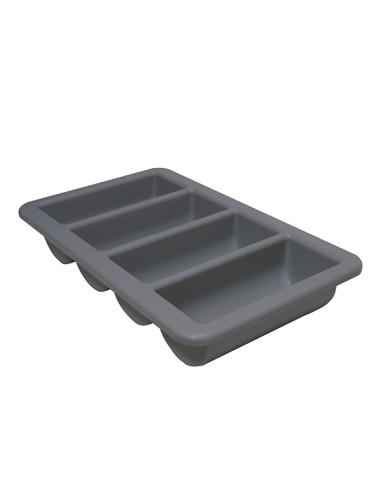 PORTACUBIERTOS PROFESIONAL PP 4 CAVIDADES GRIS 53X32,5X10
