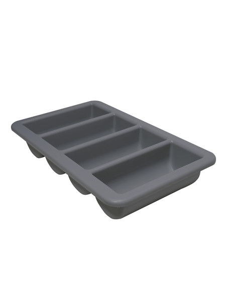 PORTACUBIERTOS PROFESIONAL PP 4 CAVIDADES GRIS 53X32,5X10