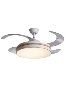 VENTILADOR TECHO C/LUZ 3 ASP RETRACT BLANCO/MADERA 105 CM