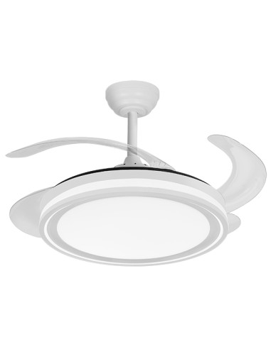 VENTILADOR TECHO C/LUZ 4 ASP RETRACTIL BLANCO 107 CM