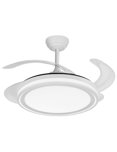 VENTILADOR TECHO C/LUZ 4 ASP RETRACTIL BLANCO 107 CM
