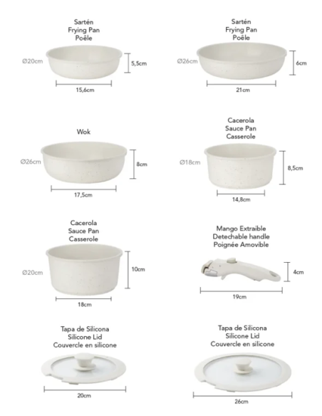 BATERIA COCINA WHITE 8 PZAS