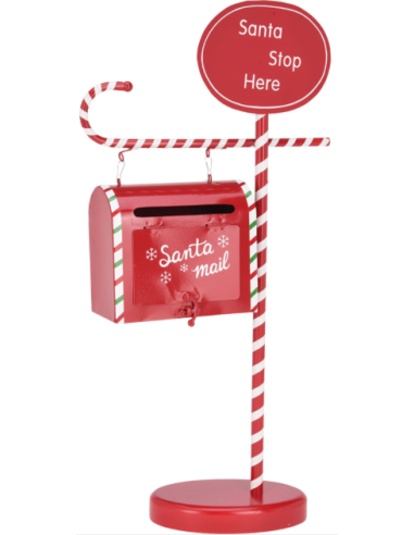 BUZON DECORATIVO NAVIDAD METAL ROJO 51 CM