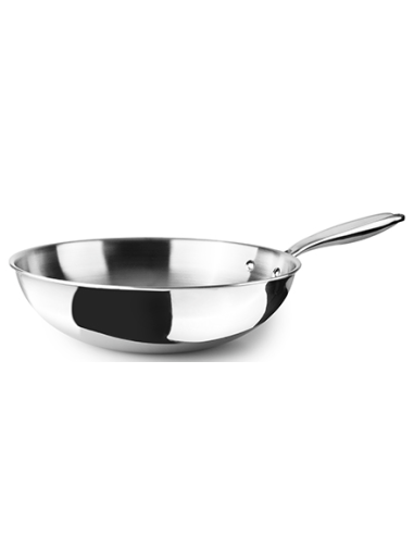 WOK INOX+ALUM+INOX TRIPLY NATURAL 30 CM