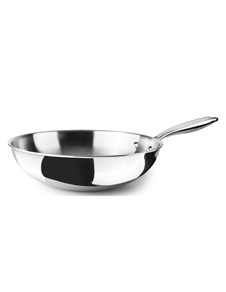 WOK INOX+ALUM+INOX TRIPLY NATURAL 30 CM