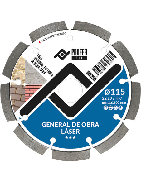 DISCO DIAMANTE GENERAL OBRA LASER 115X7MM