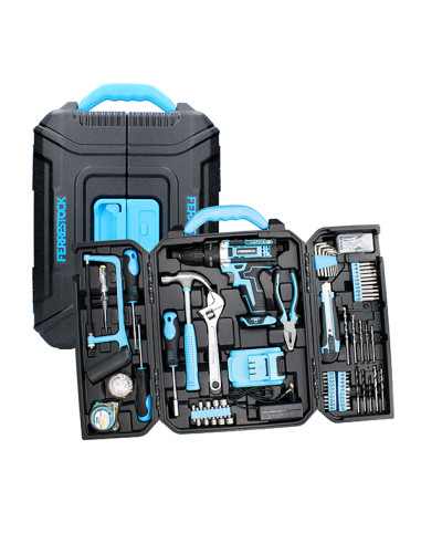 Taladro percutor inalámbrico de 21 V con batería de 1,5 Ah y cargador