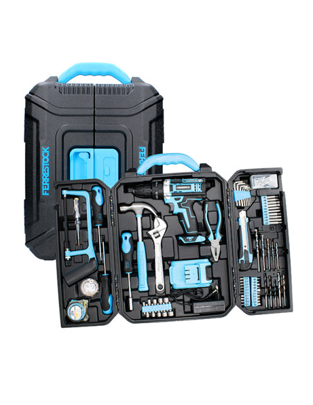 Taladro percutor inalámbrico de 21 V con batería de 1,5 Ah y cargador