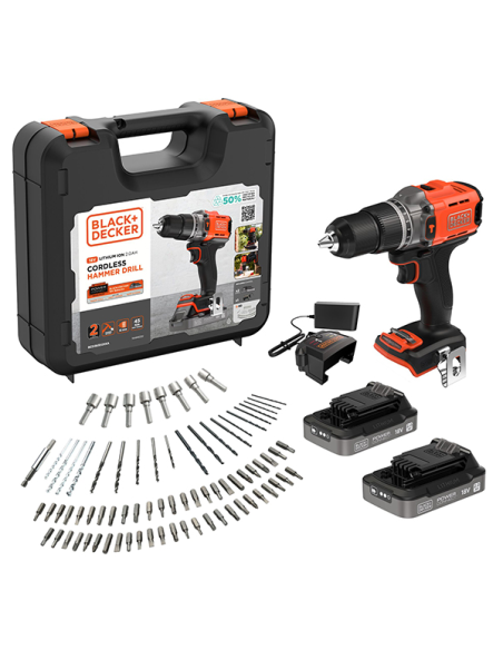 Black & Decker BCD383D2XK-QW – Taladro-atornillador 18 V
