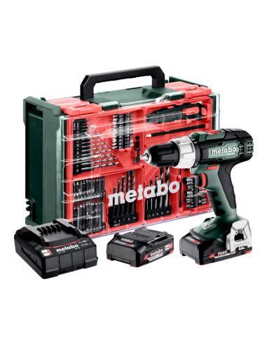 Metabo SB 18 L Set 18 V – Taladro-atornillador percusión + 78 accesori