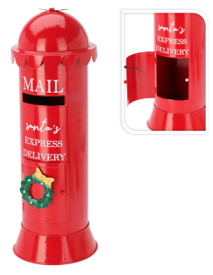 BUZON REDONDO DECORATIVO NAVIDAD METAL ROJO 19X53 CM