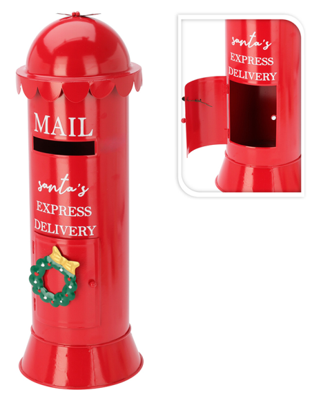 BUZON REDONDO DECORATIVO NAVIDAD METAL ROJO 19X53 CM