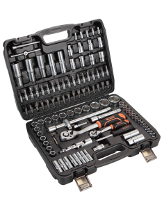 LLAVE VASO JGO 108 PZ+CARRACA 1/4-1/2''