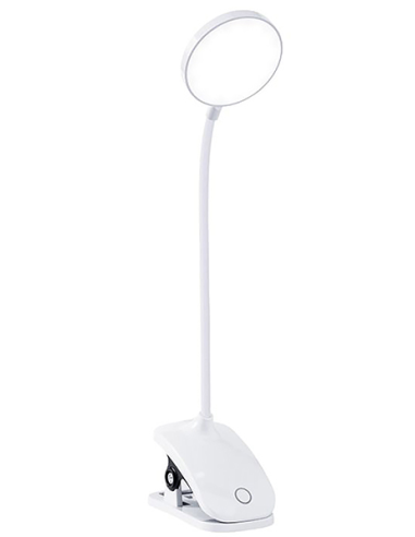 LAMPARA LED RECARG REDONDA CON PINZA BLANCA 7 W