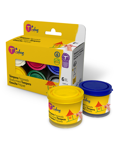 PINTURA TEMPERA SET-6 COLORES SURT 6X40 ML