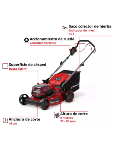 Cortacésped Einhell GC-CM 36/46 S Li-BL 36 V | Batería 2×4,0 Ah
