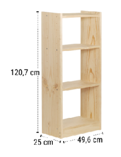 ESTANTERIA LIBRERIA GALA 4 BALDAS PINO MACIZO 49,6 CM 2