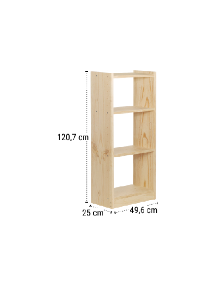 ESTANTERIA LIBRERIA GALA 4 BALDAS PINO MACIZO 49,6 CM